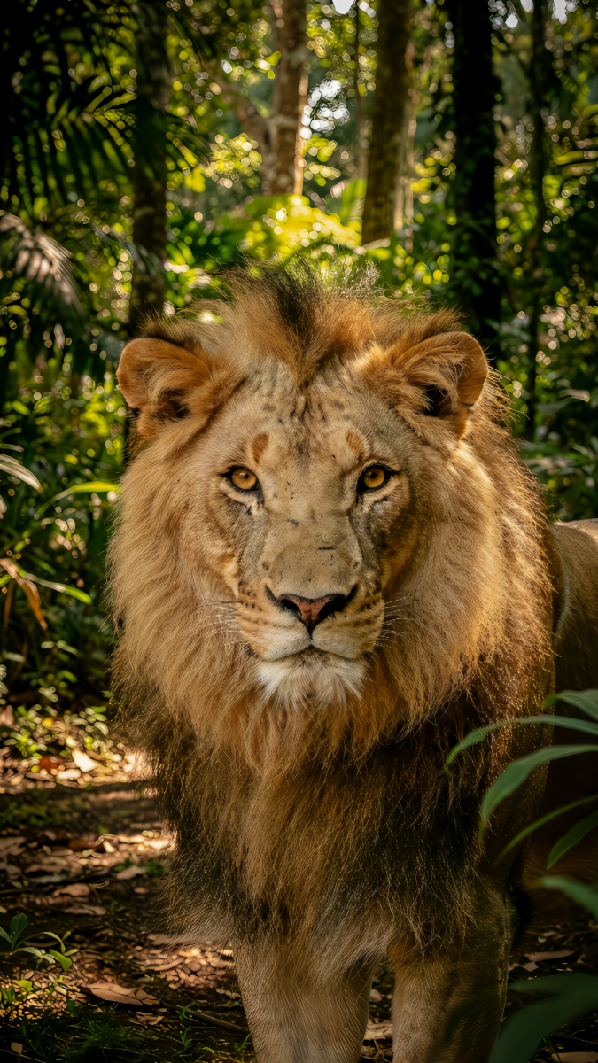 Closeup shot of a male lion in the jungle
