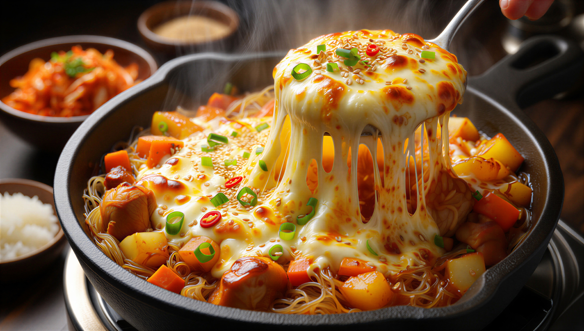 Cheese Jjimdak: Korean cheese jjimdak with melted mozzarella