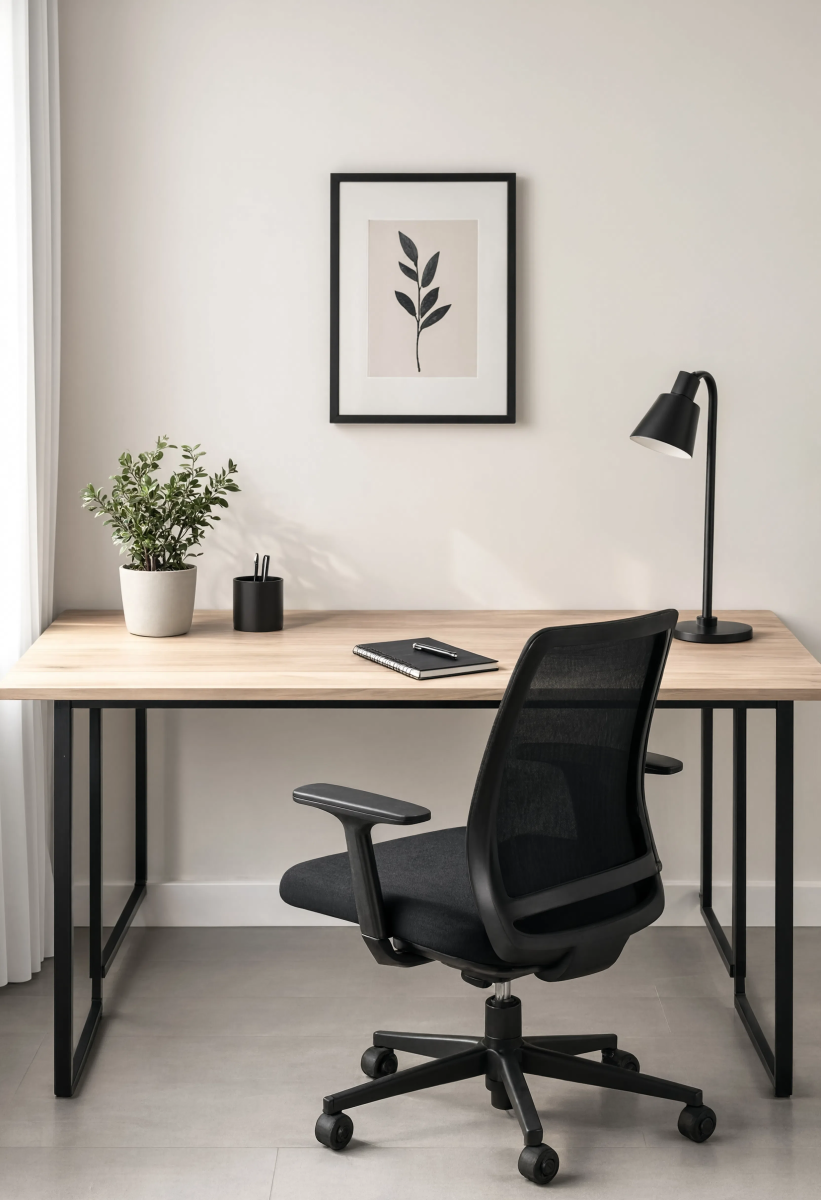 Minimalist desk and chair