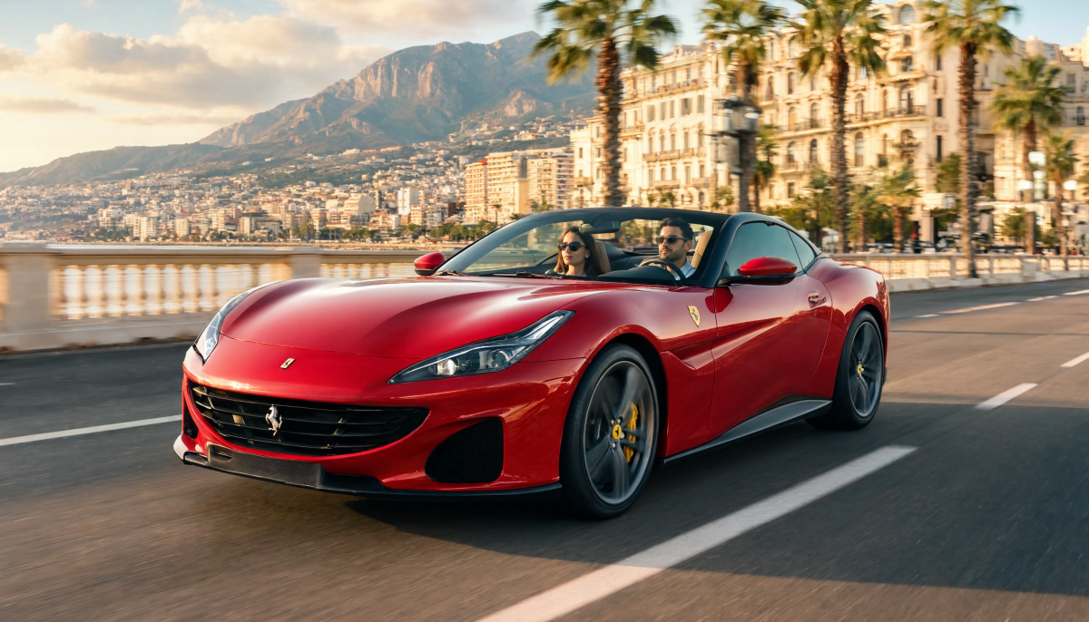 Red Convertible City Drive