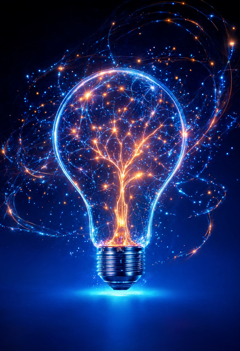 Abstract glowing light bulb wallpaper