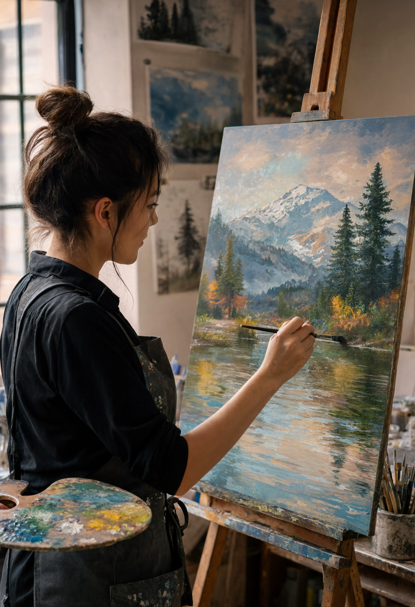 Artist Painting Canvas