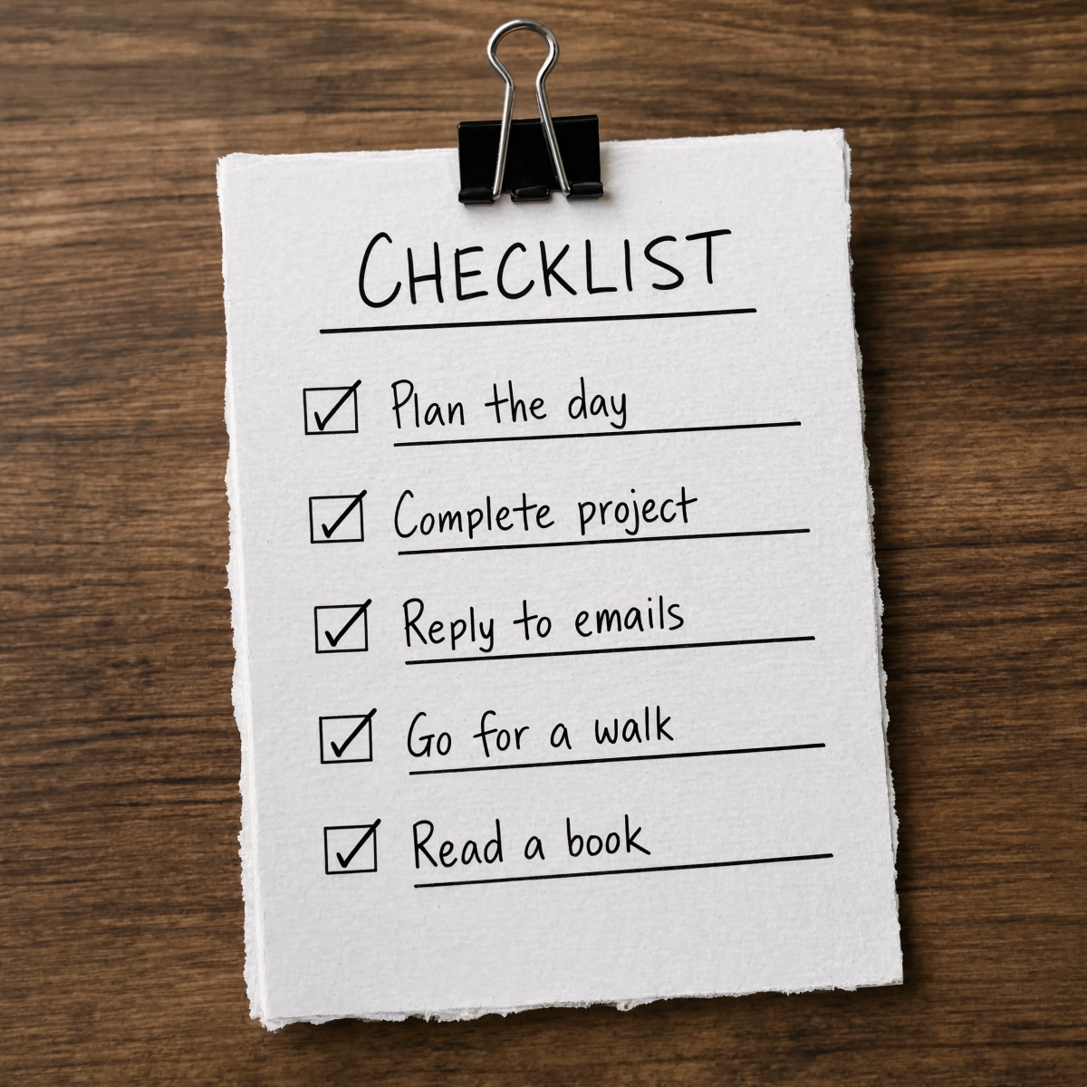 Checklist With Binder Clip