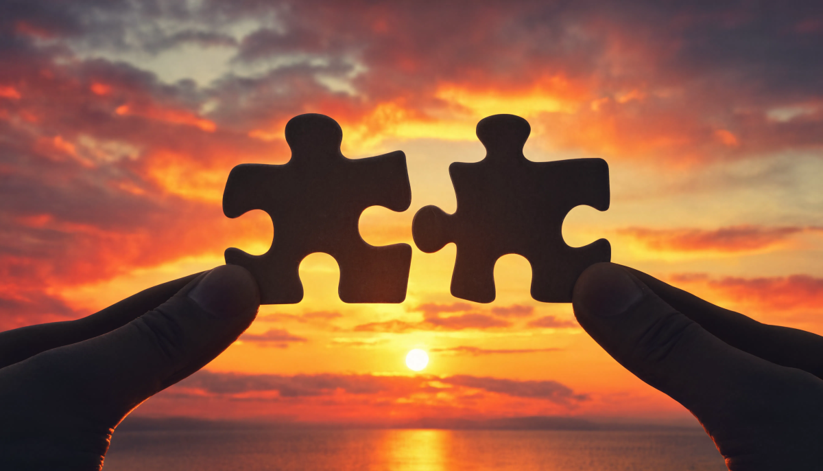 Puzzle Pieces At Sunset