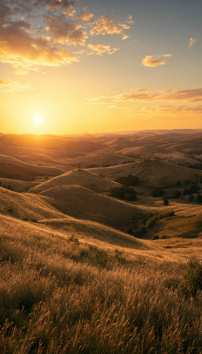 Golden hour rolling hills