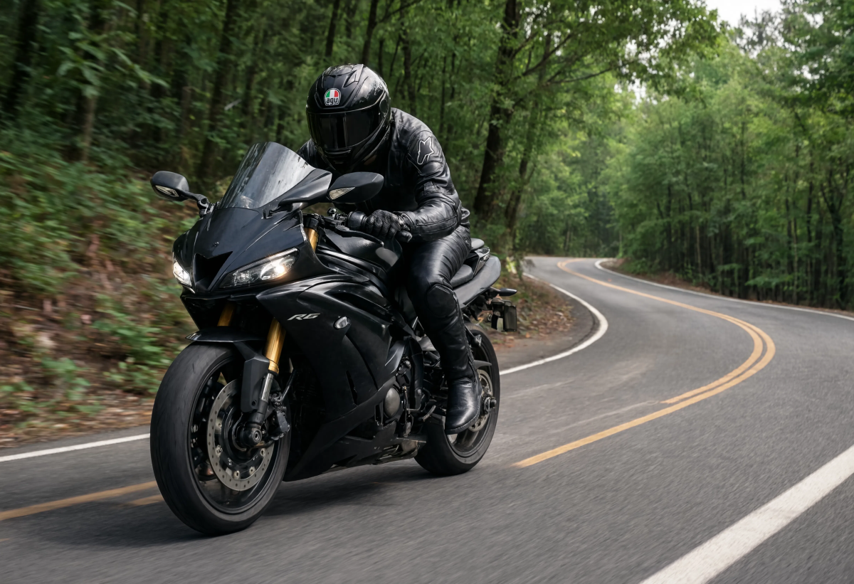 Forest road Sport Bike wallpaper