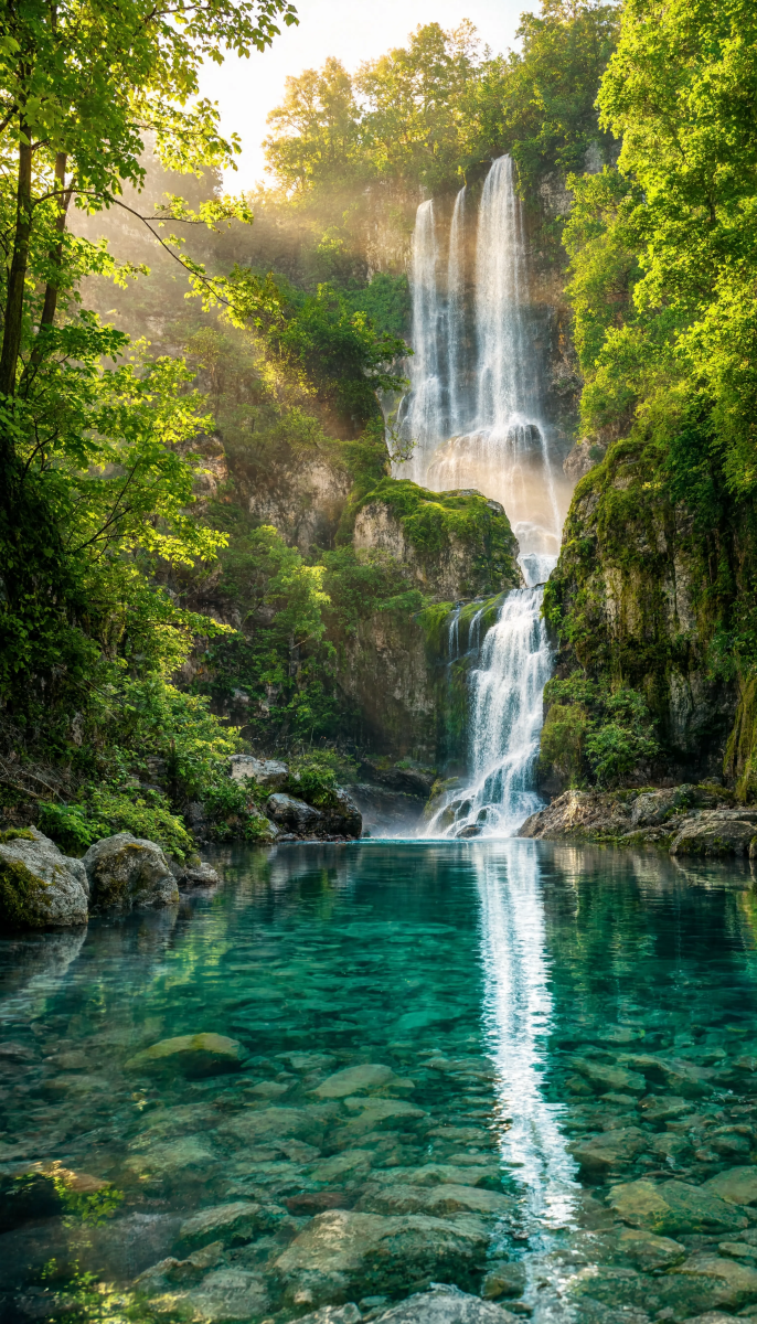 Beautiful Waterfall Reflection