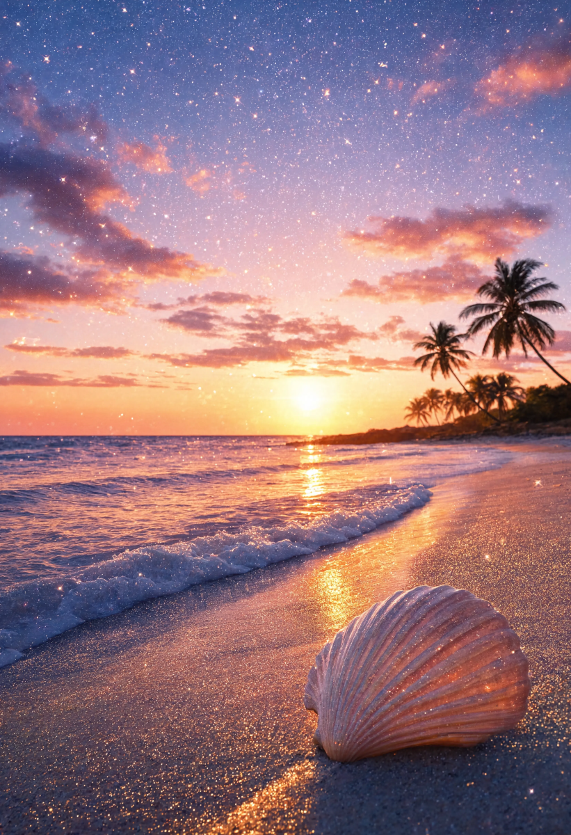 Sunset Beach Glitter Design