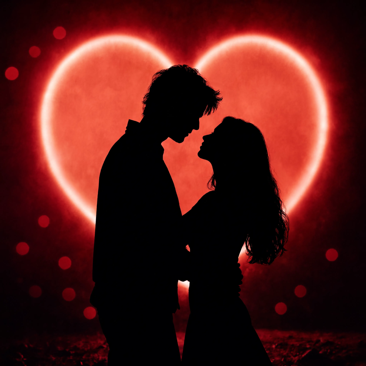 Couple Silhouette With Heart