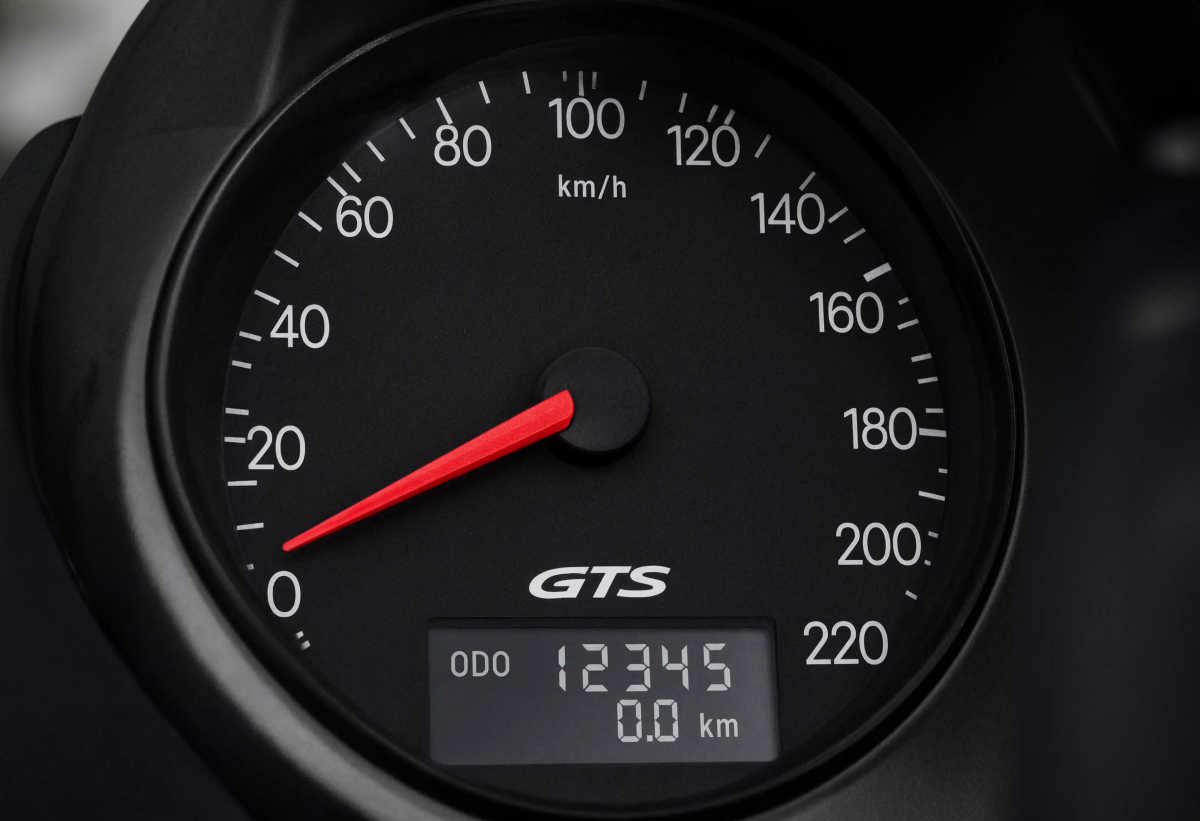 Black Analog Speedometer Closeup