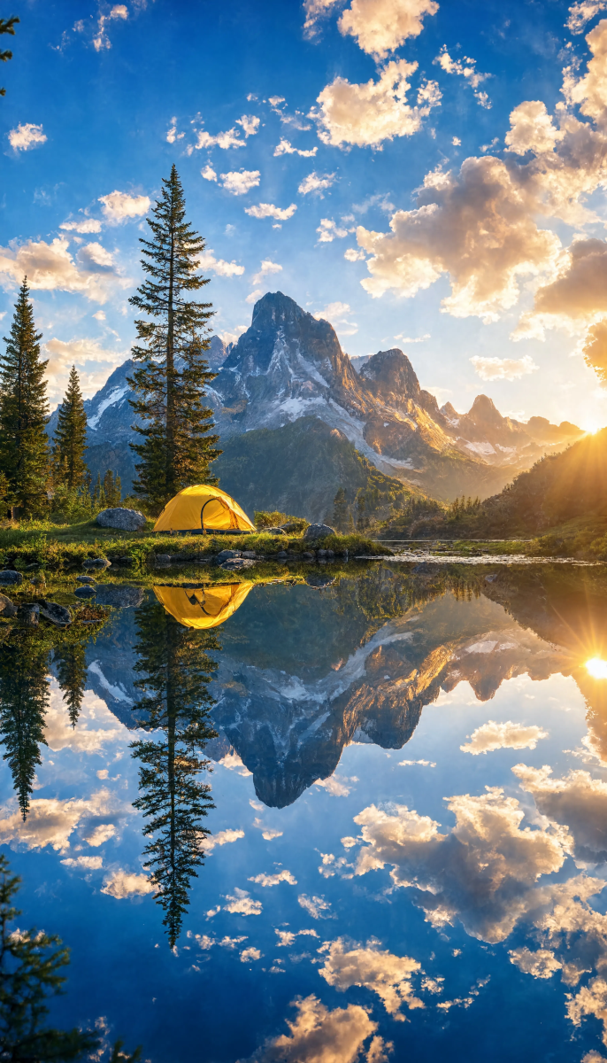 Bright Camping Reflection