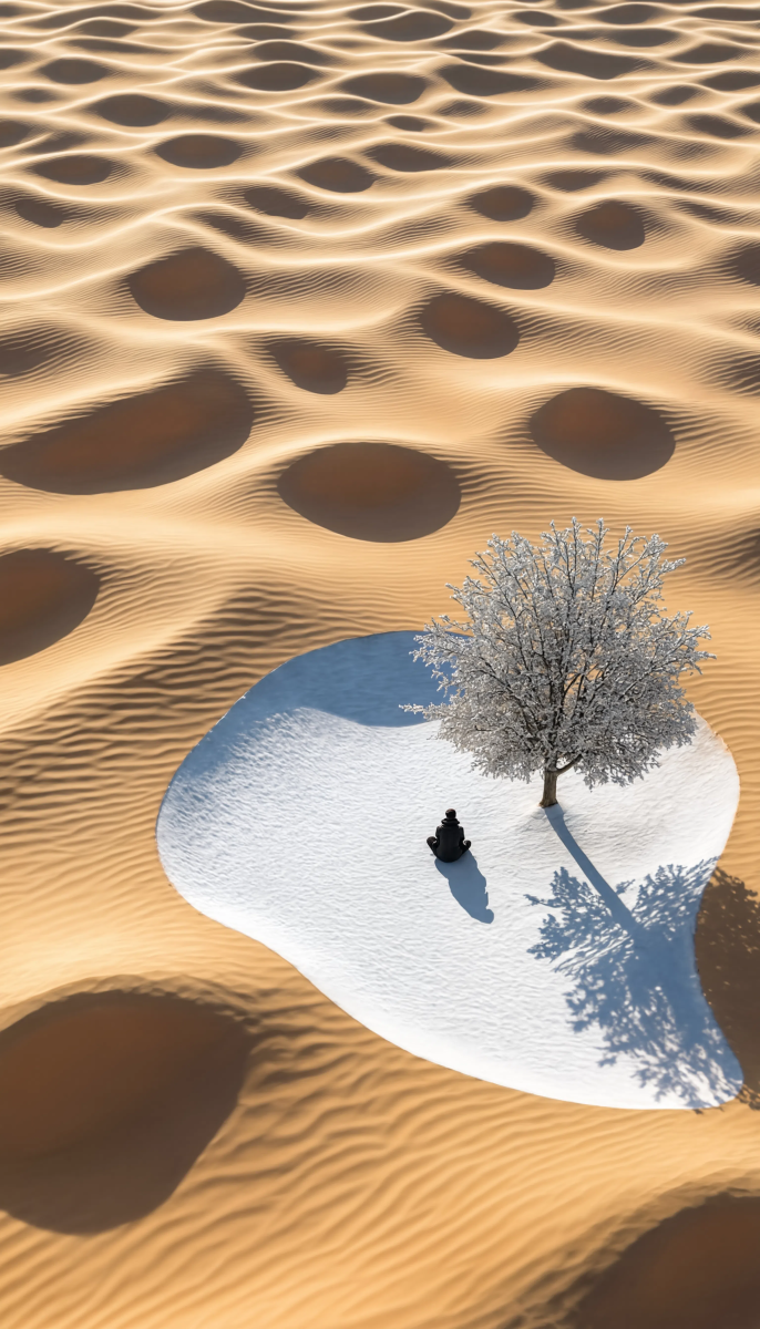 Snow Oasis In Dunes