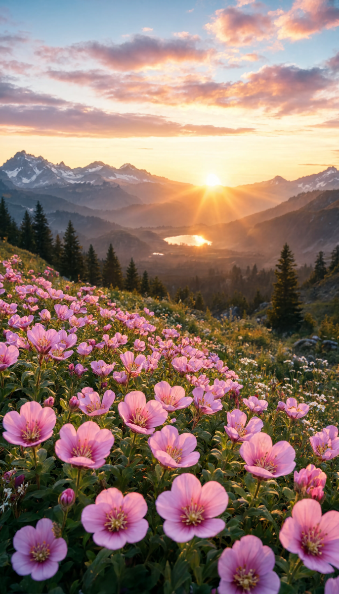Aesthetic flower scenery Wallpaper