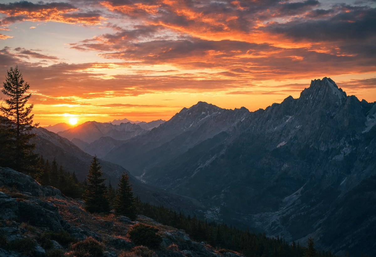 Sunset mountain landscape wallpaper