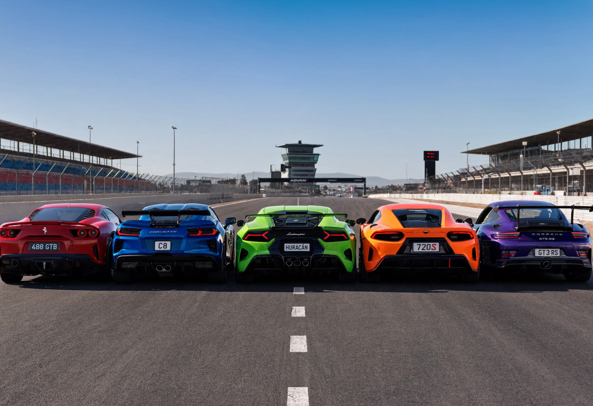 Sports Cars On Race Track