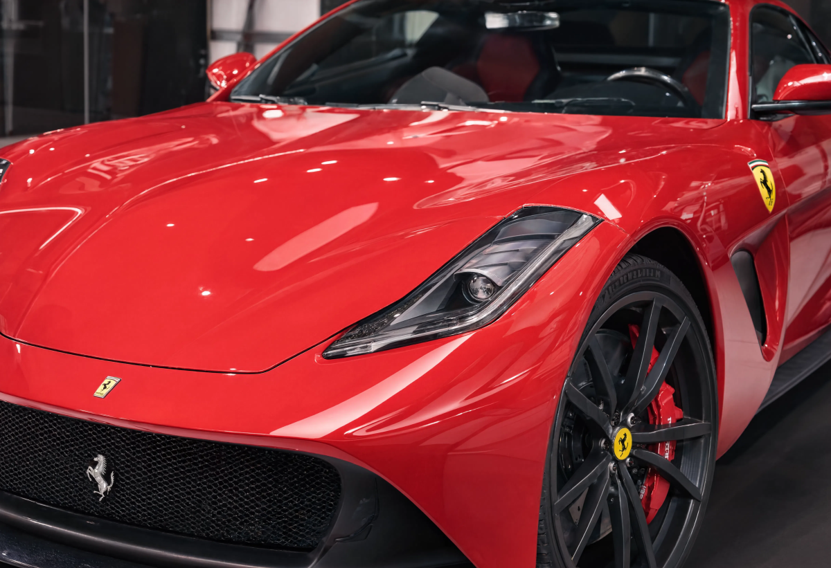 Red sports car Ferrari close up wallpaper