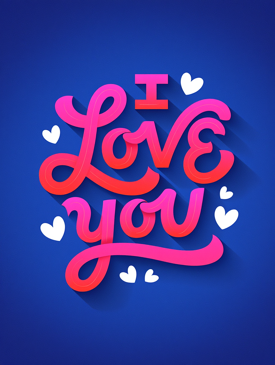 A colorful text design featuring the words "I LOVE YOU"