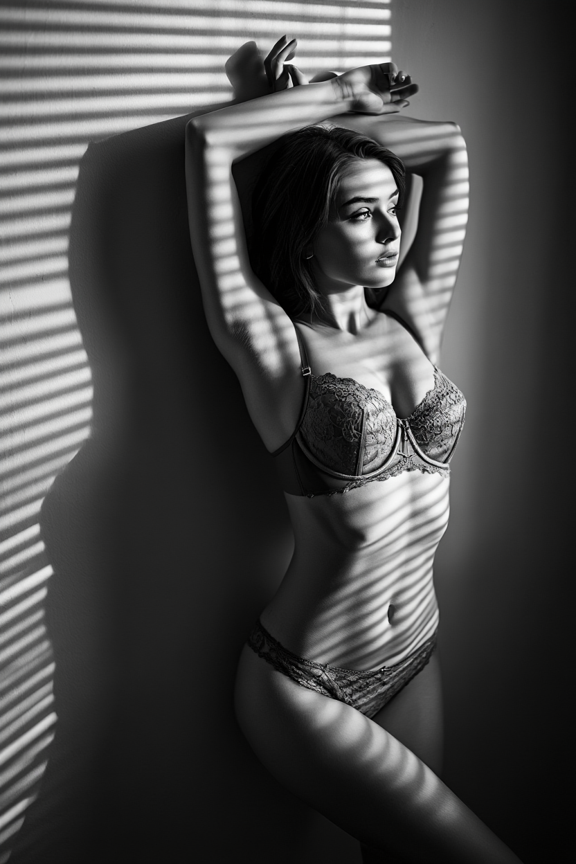 A black and white fashion photography