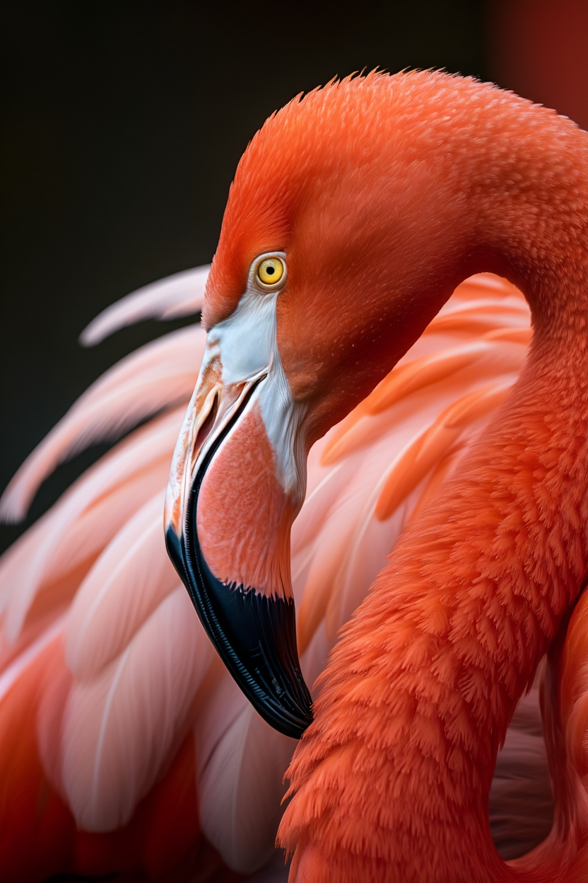 A striking close-up wildlife photography of a Greater Flamingo
