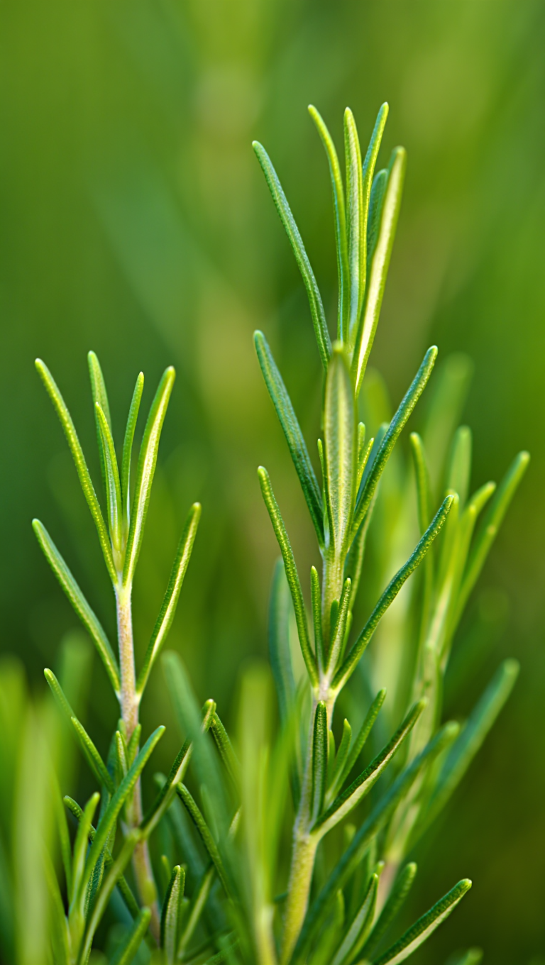 A macro photography of fresh rosemary (Rosmarinus officinalis)
