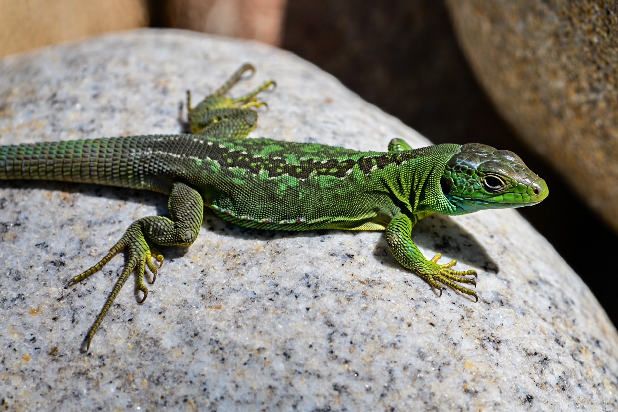 A green lizard with intricate scales