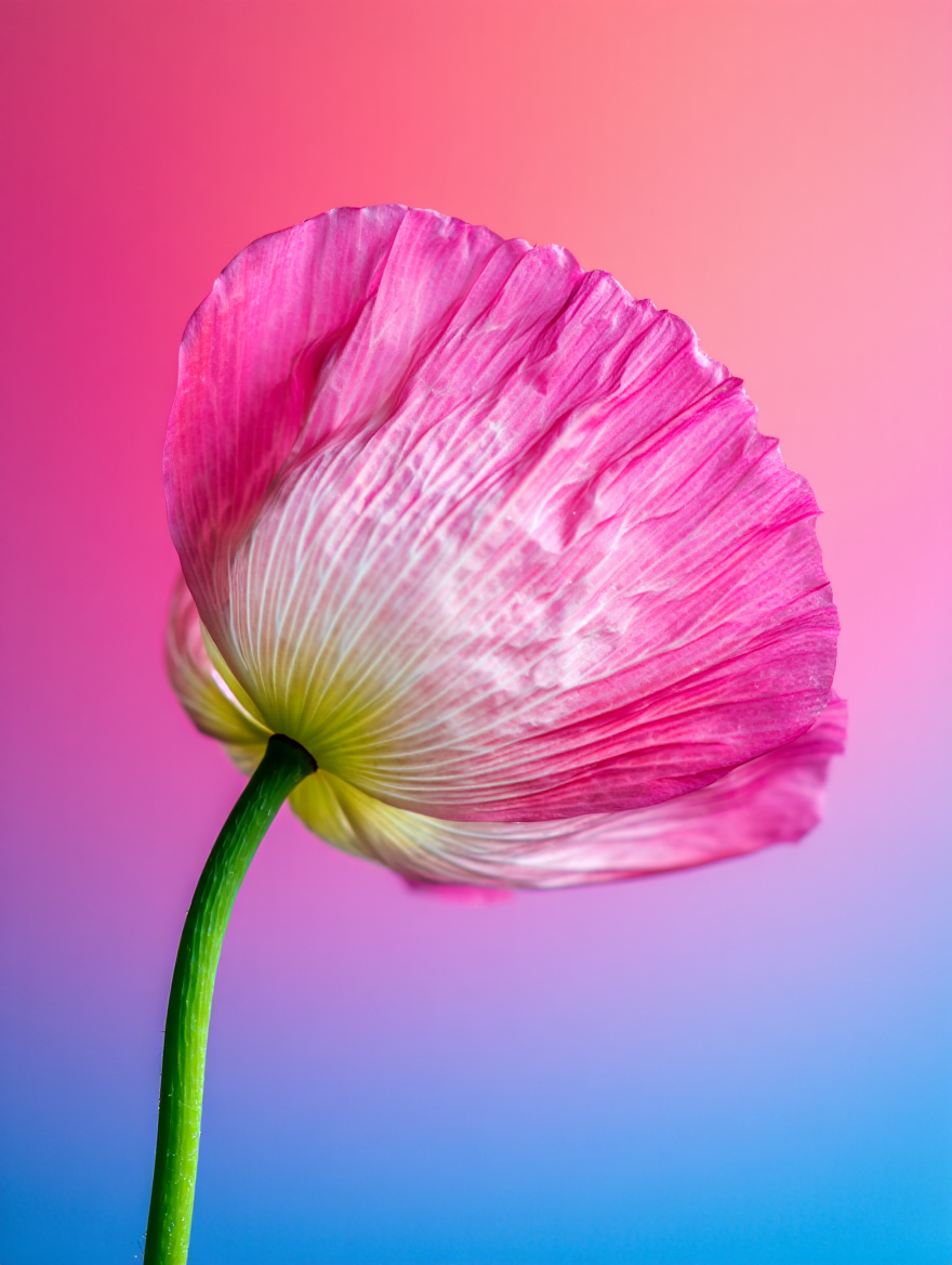 A macro photography of a pink poppy flower