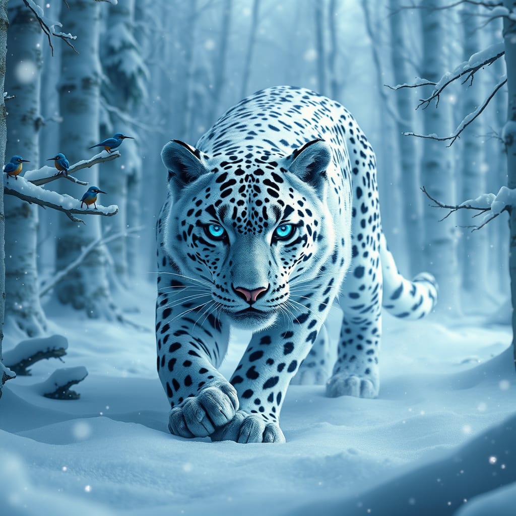 A giant white snow leopard