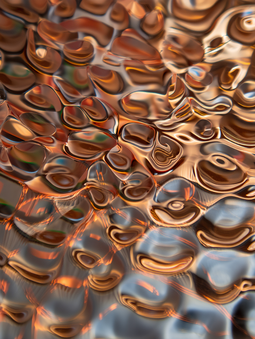 Textured surface resembling liquid metal or glass