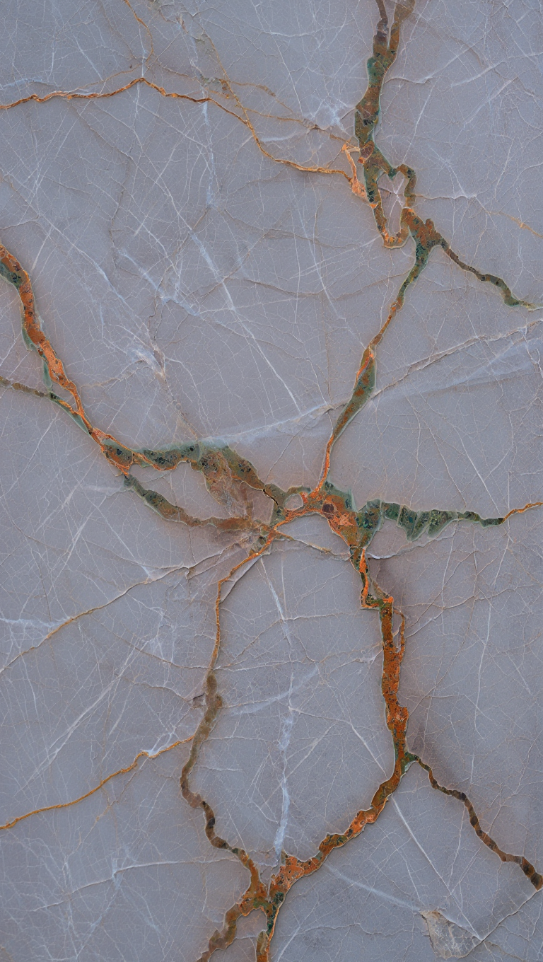 A macro photography of a polished marble slab, taken with a deep depth of field under even studio lighting