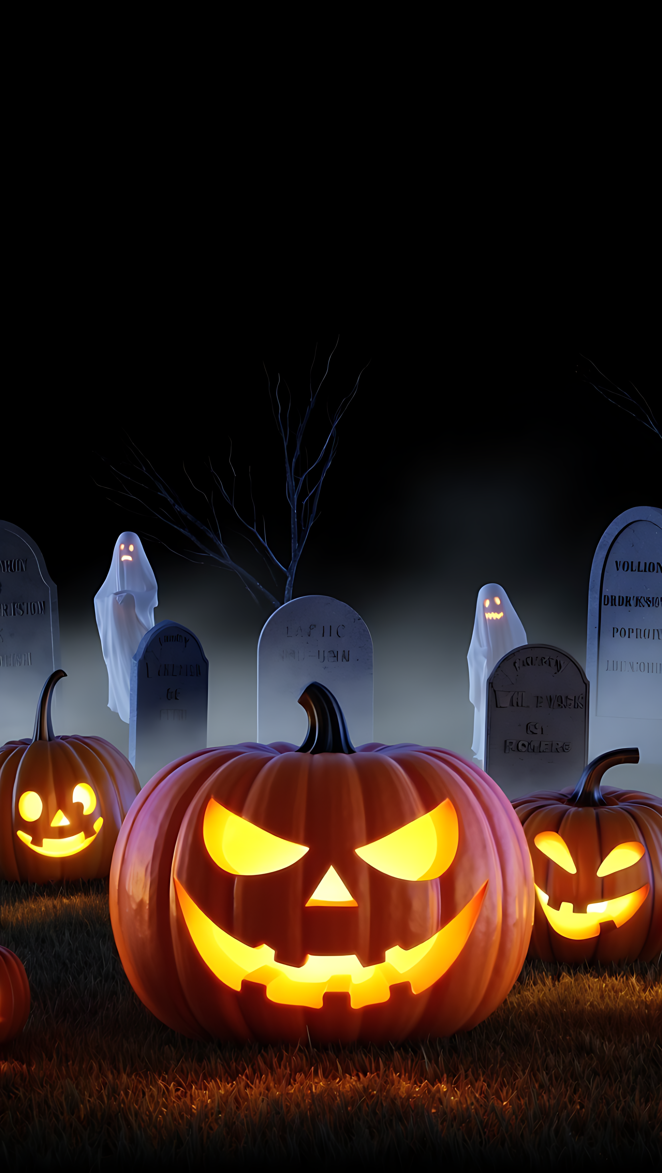 Graveyard pumpkins Halloween Wallpaper