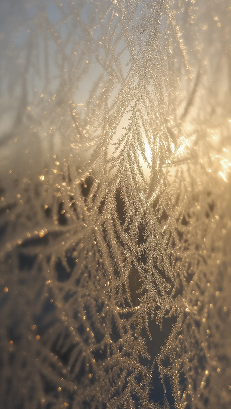 Morning macro crystals on glass